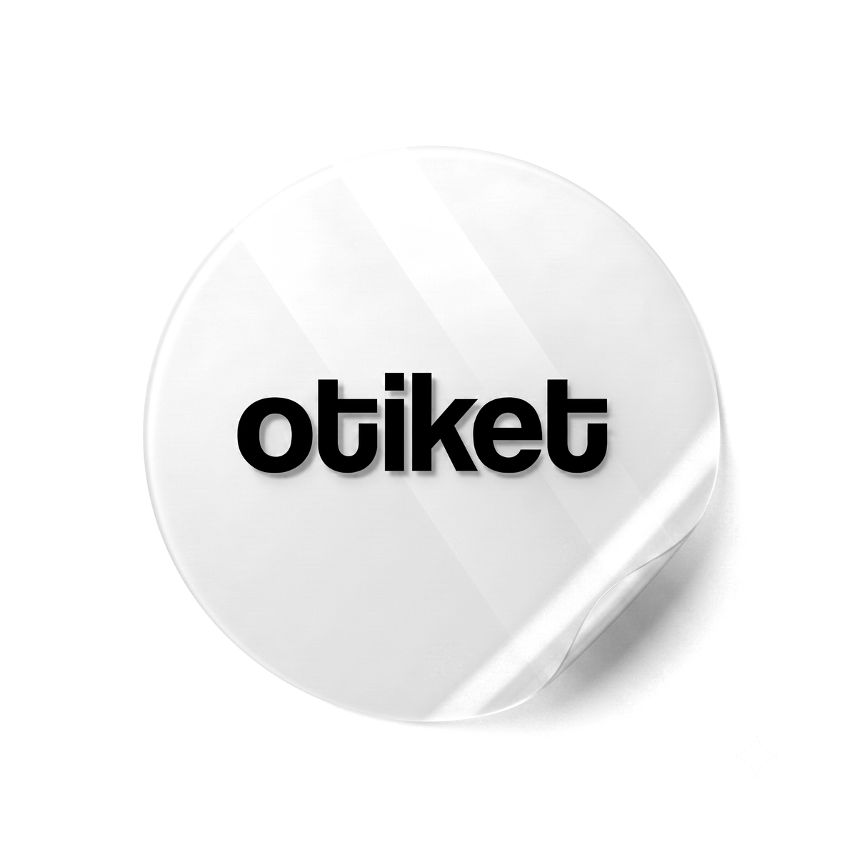 Markalar için özel baskılı, yapıştırıldığı zemini gösteren ve düz tabaka halinde üretilmiş şeffaf ambalaj etiketi.